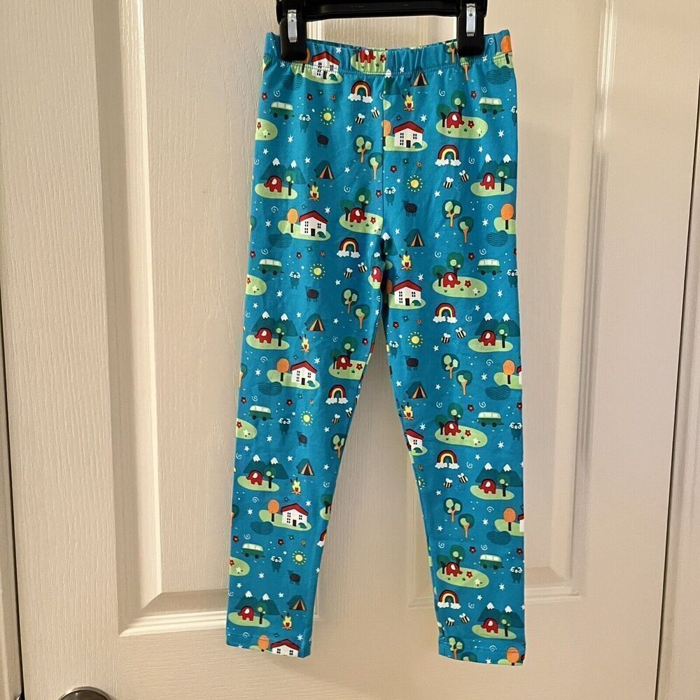 Frugi Babipur World Libby Printed Leggings Tobermony Camp Out Girls Size 5-6 NWT